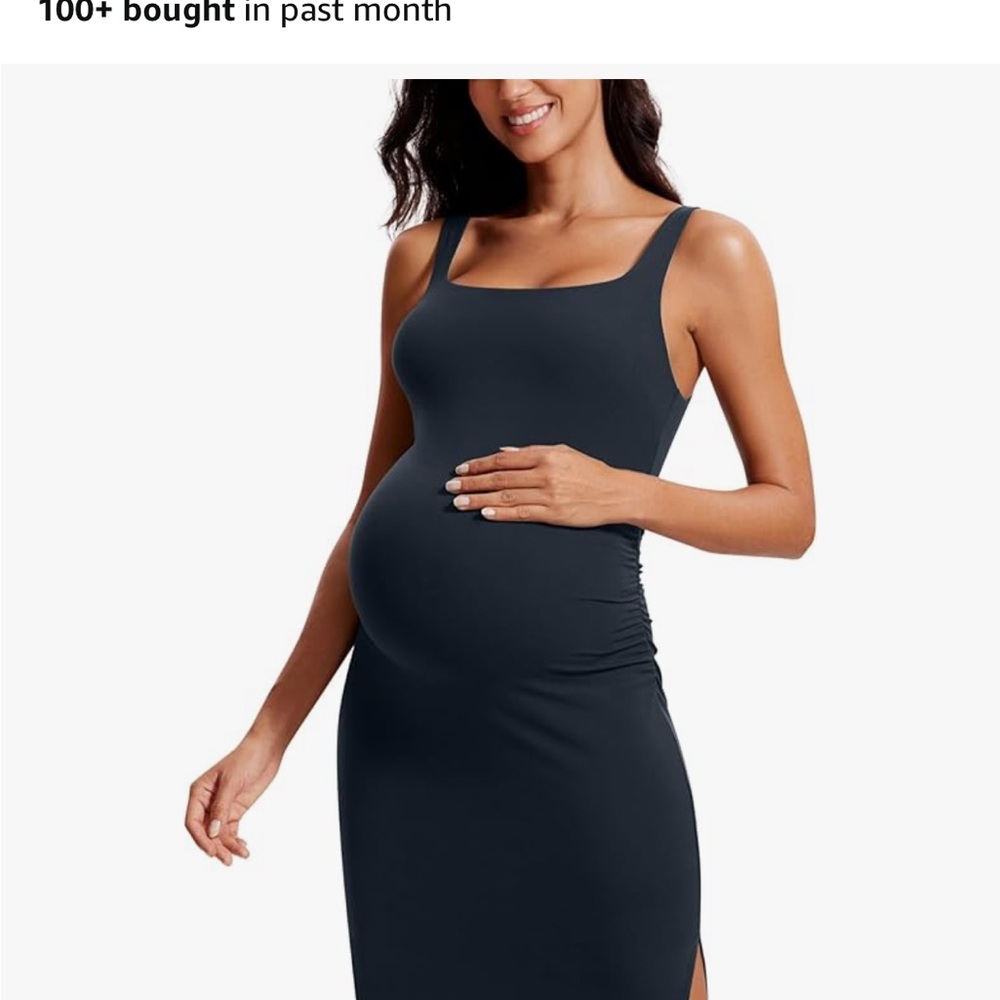 Navy Maternity Midi Dress, CRZ YOGA dress